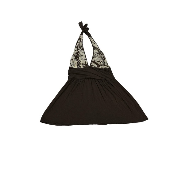 Alice + Olivia Tops - Alice + Olivia Brown Silk Halter Top Metallic Print Empire Waist 61-998-183 M‎